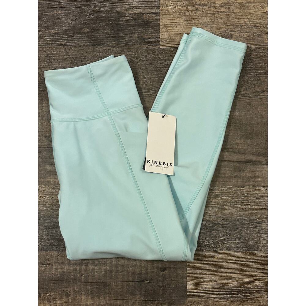 Kinesis Womens Baby Blue Solid Active Stretch High Waisted Leggings Size XS NWT